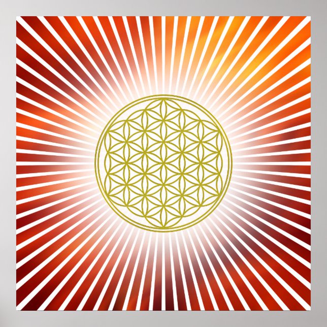 Flower Of Life / Blume des Lebens - white rays Poster (Front)