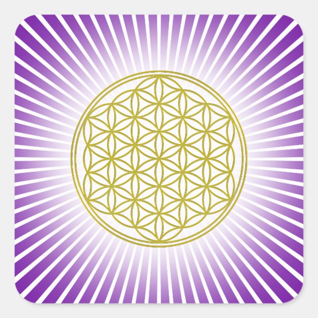 Flower Of Life / Blume des Lebens - white rays Square Sticker (Front)