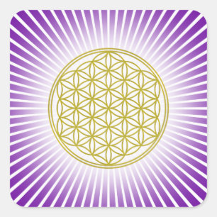 Flower Of Life / Blume des Lebens - white rays Square Sticker