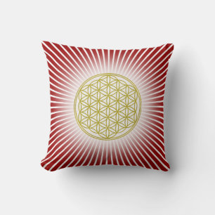 Flower Of Life / Blume des Lebens - white rays Throw Pillow