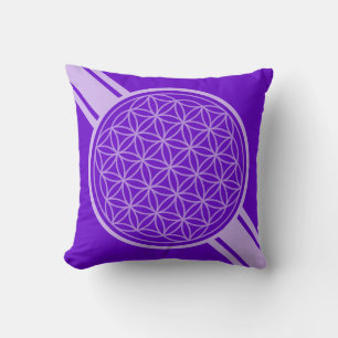 Flower of Life / Blume des Lebens - white transpa. Throw Pillow