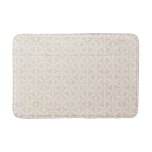 Flower of life Boho chic   Beige & White  Bath Mat