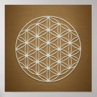 Flower of Life Bronze White Poster