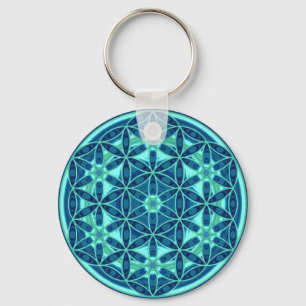Flower Of Life - Button Style 01 Keychain