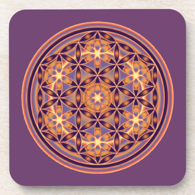 Flower Of Life - Button Style 02 Coaster (Front)