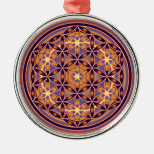 Flower Of Life - Button Style 02 Metal Ornament