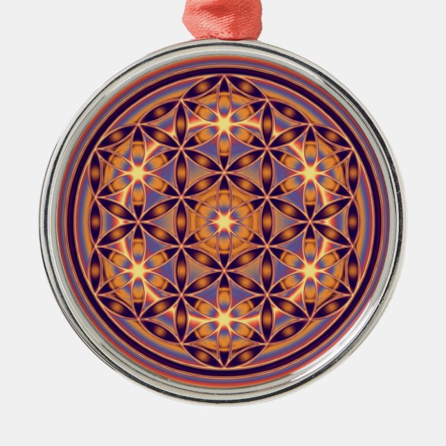 Flower Of Life - Button Style 02 Metal Ornament (Front)
