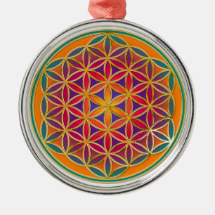 Flower Of Life - Button Style 03 Metal Ornament