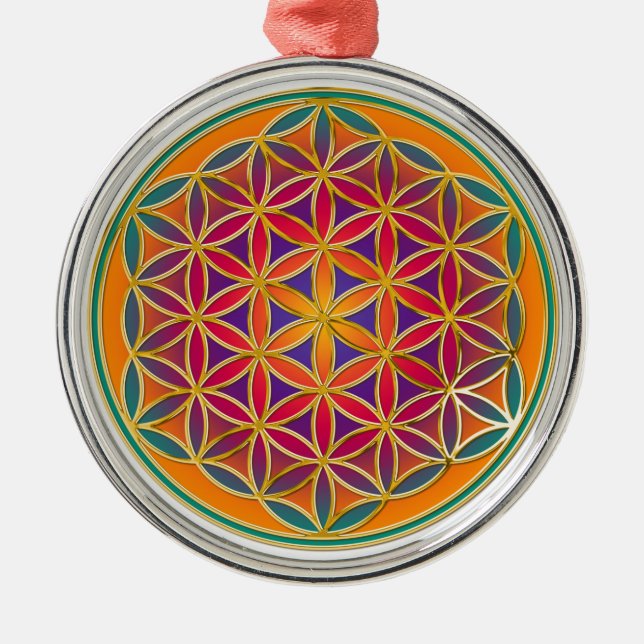 Flower Of Life - Button Style 03 Metal Ornament (Front)
