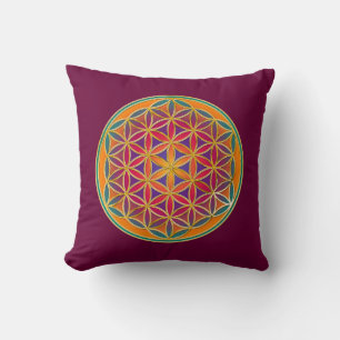 Flower Of Life - Button Style 03 Throw Pillow