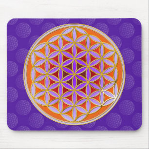 Flower Of Life - Button Style orange violet Mouse Pad