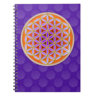 Flower Of Life - Button Style orange violet Notebook