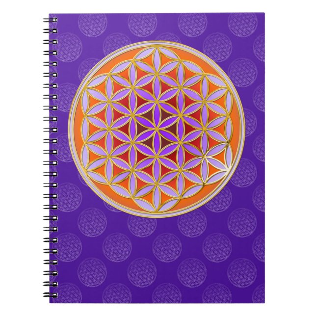 Flower Of Life - Button Style orange violet Notebook (Front)