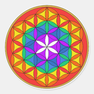 Flower of Life Chakra4.png Classic Round Sticker