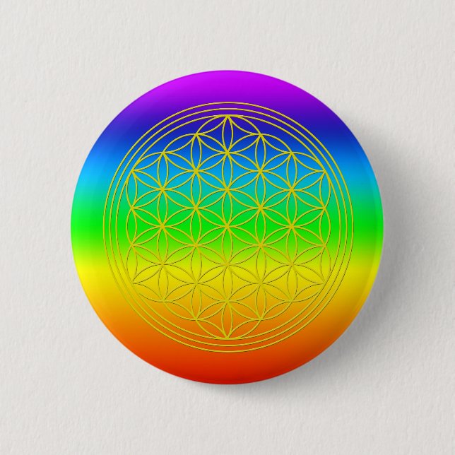 Flower of life chakra 2 inch round button (Front)