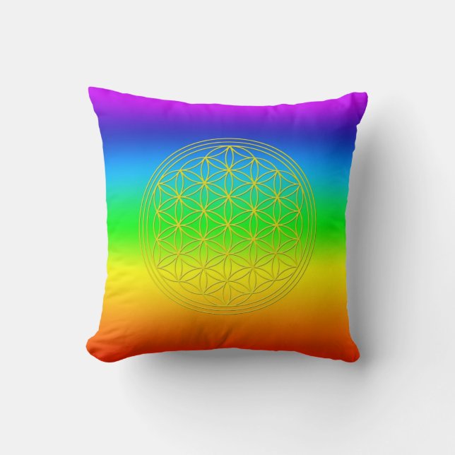 Flower of Life Chakra 2 Throw Pillow (Front)