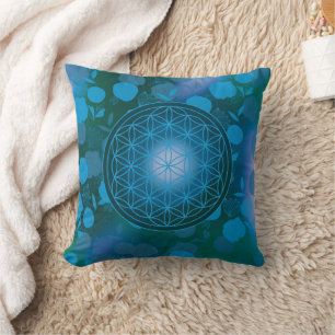flower of life, chakra,zen,sacred geometric, throw pillow