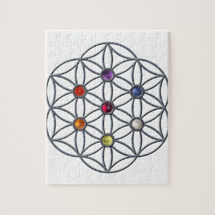 Flower of Life Chakras Gemstone Jigsaw Puzzle