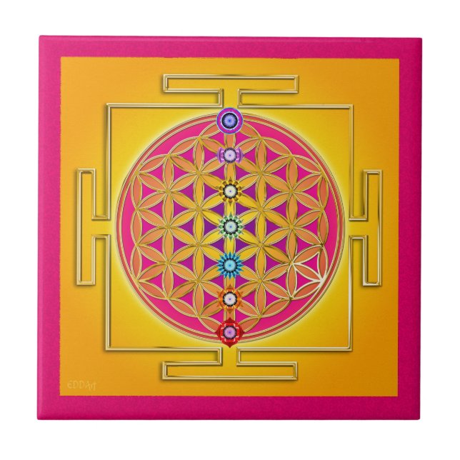 FLOWER OF LIFE - Chakras Yantra Tile (Front)
