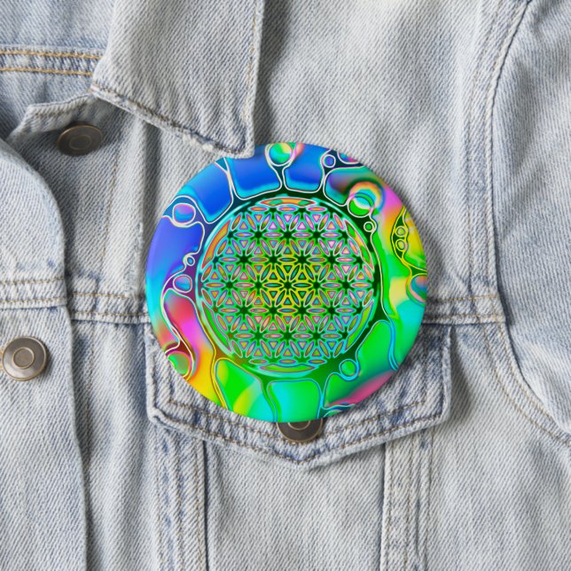 Flower Of Life - Colourfully Ways 1 4 Inch Round Button (In Situ)