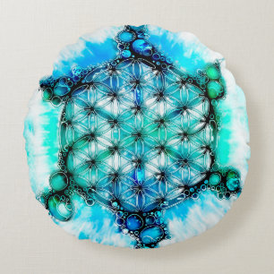 Flower Of Life - Colourfully Ways 3 Round Pillow