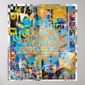 Flower Of Life Décollage Poster