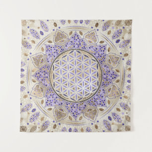 Flower of Life Dot Art Pastels, purples and gold Tapestry