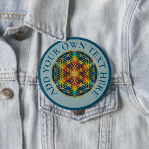FLOWER OF LIFE - Fractal Blossom 1 4 Inch Round Button