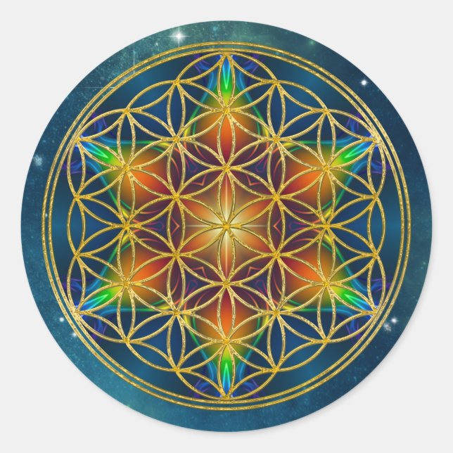 FLOWER OF LIFE - Fractal Blossom 1 Classic Round Sticker (Front)
