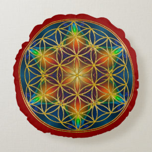 FLOWER OF LIFE - Fractal Blossom 1 Round Pillow
