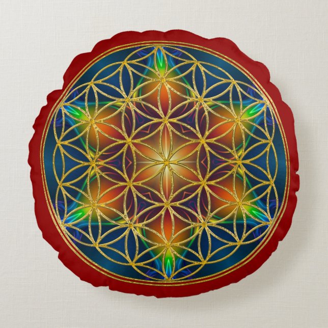 FLOWER OF LIFE - Fractal Blossom 1 Round Pillow (Front)