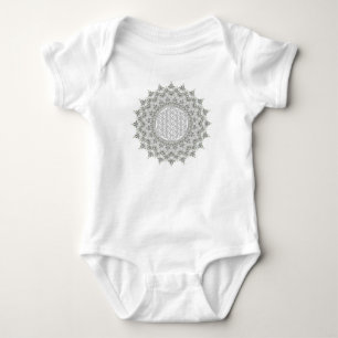 Flower of Life - Fractal Mandala grey green Baby Bodysuit
