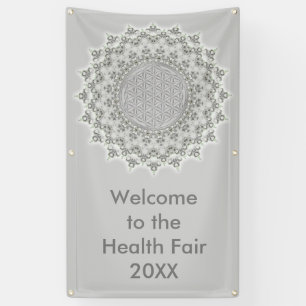 Flower of Life - Fractal Mandala grey green Banner
