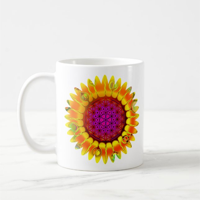 Flower Of Life - Geometric Blossom 4 Coffee Mug (Left)