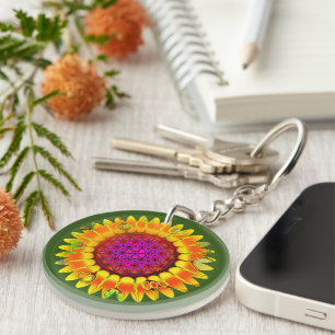 Flower Of Life - Geometric Blossom 4 Keychain