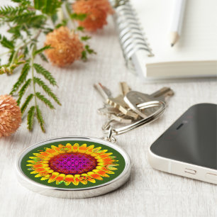 Flower Of Life - Geometric Blossom 4 Keychain