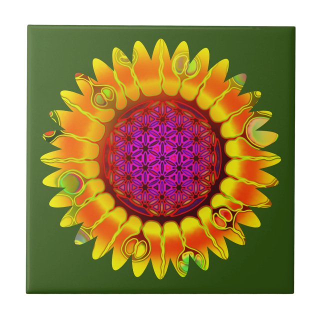 Flower Of Life - Geometric Blossom 4 Tile (Front)