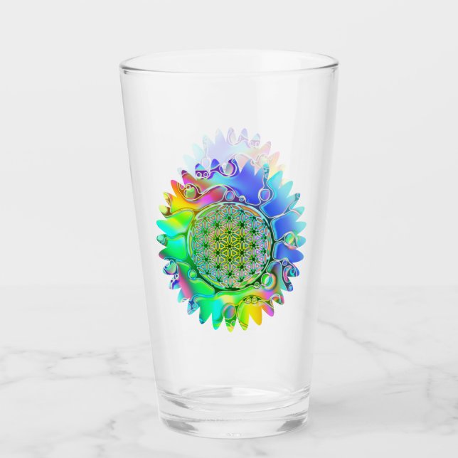 Flower Of Life - Geometric Blossom 5 Glass (Front)