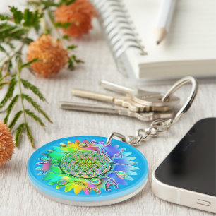 Flower Of Life - Geometric Blossom 5 Keychain