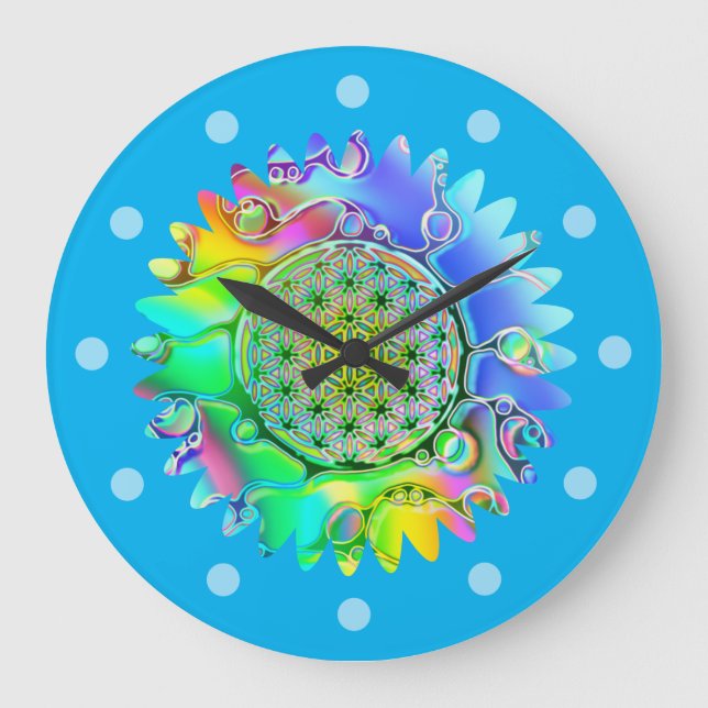 Flower Of Life - Geometric Blossom 5 Large Clock (Front)