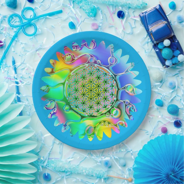 Flower Of Life - Geometric Blossom 5 Paper Plate (Party)