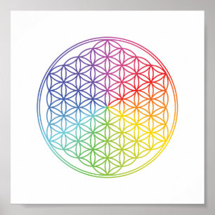 Flower of Life - geometric pattern - rainbow Poster
