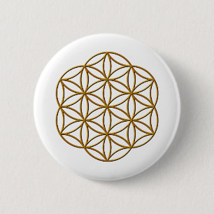 Flower of Life Gold 2 Inch Round Button