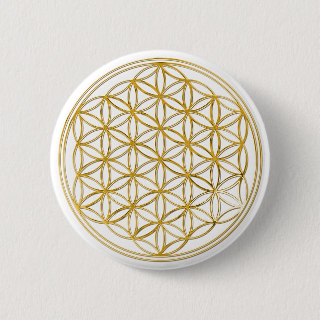 FLOWER OF LIFE - gold 2 Inch Round Button (Front)