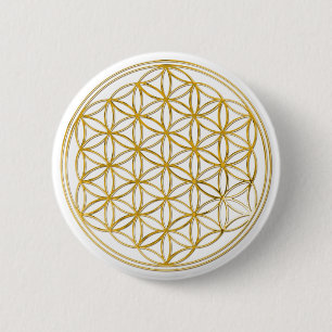 FLOWER OF LIFE - gold 2 Inch Round Button