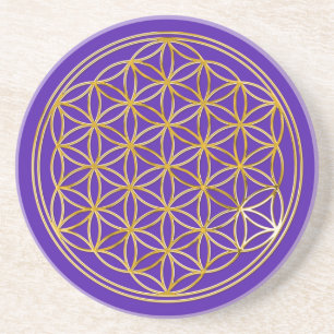Flower Of Life gold, big Coaster