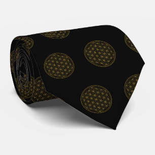 Flower of Life Gold Black Tie