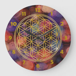FLOWER OF LIFE - gold - clock face