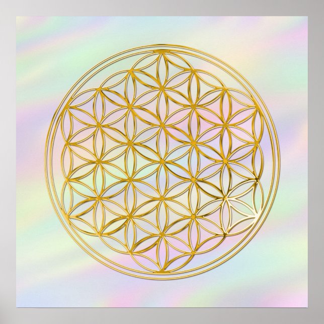 Flower Of Life | gold, coloured light Poster (Front)