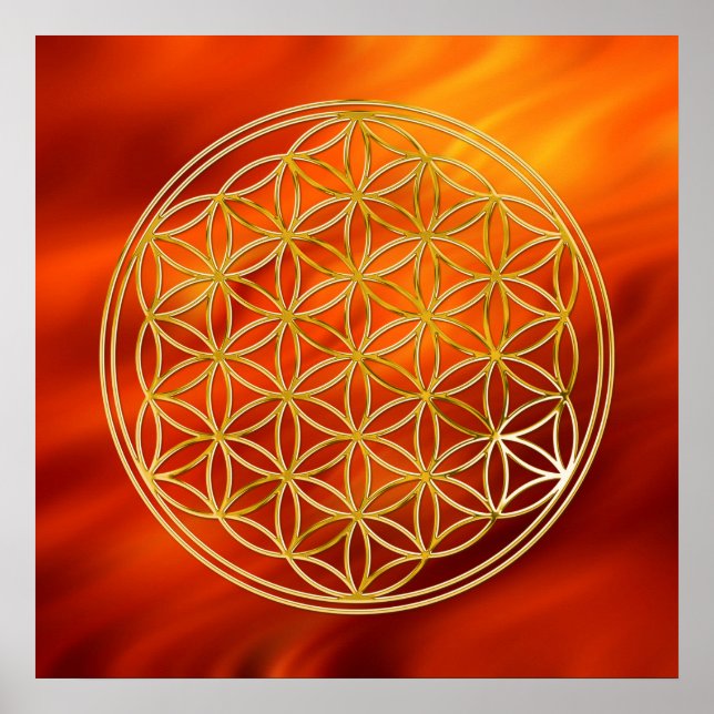 Flower Of Life | gold, fire red Poster (Front)